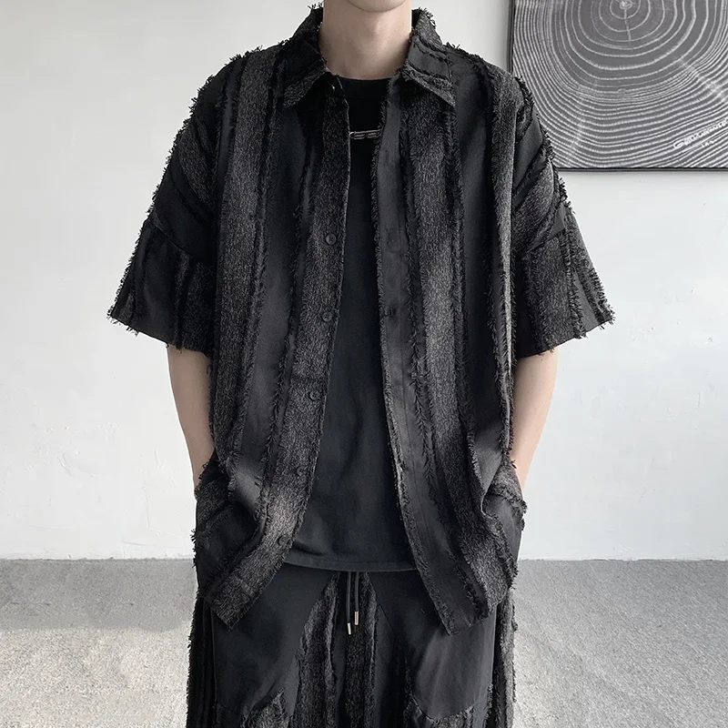 

New Personality design young shirt Single Breasted Men's Shirt Casual Fashion Solid Color Men Shirts Slim Shirt Men