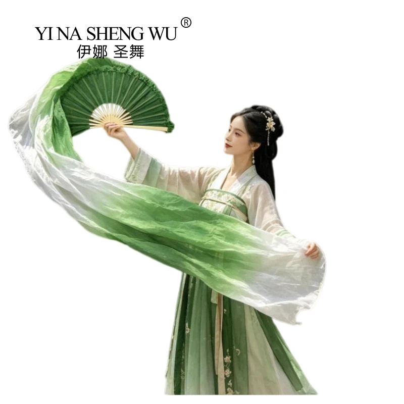 100% Pure Real Silk Dance Fan Veils Hand Tie-Dyed Multiple Gradient Colors Belly Dancing Stage Show Performance Accessory Fans