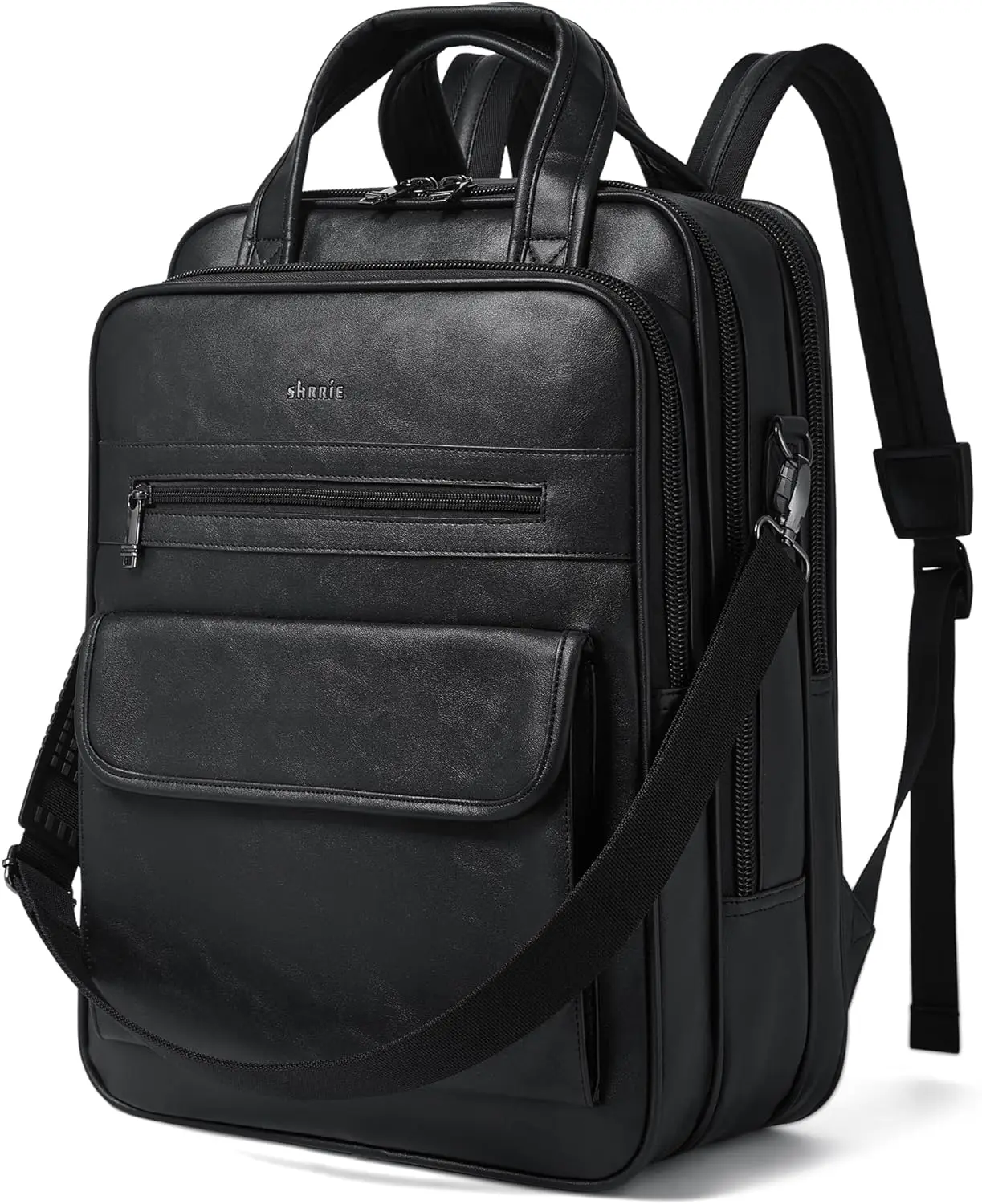 Shrrie Laptop Backpack for Women and Men, 15.6 Inch Vegan Leather Computer Backpack Professional Water-Resistant Casual Daypack