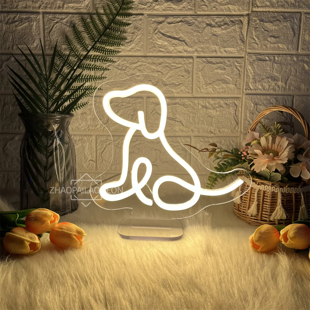 Led Neon Sign for Home Room LED Desk Lights Decor Bedroom Office Decorations Cute Dog Neon Night Light for Kids Creative Gifts