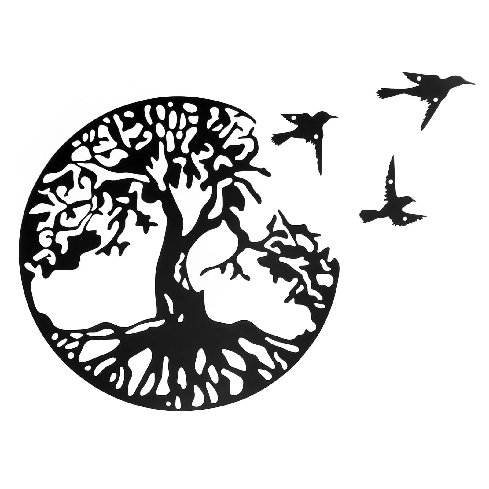 

Black Metal Tree of Life Flying Birds Wall Decor Art,Decorative Wall Hanging Artwork for Home Living Room Bedroom Indoor Outdoor