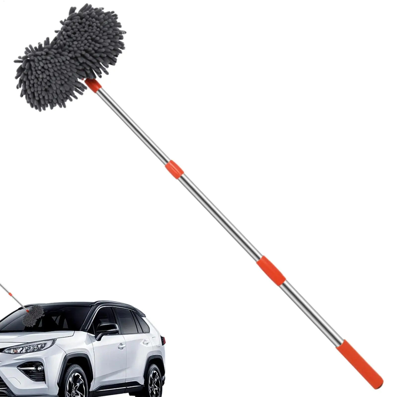 Mop Giratório para Lavagem de Carros com Escova Macia Telescópica e Cabo Retrátil, Ferramentas de Limpeza de Veículos para Automóveis e Caminhões
