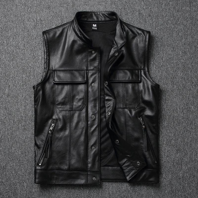 

Genuine Leather Jacket Mens Clothing Spring Autumn Coats Motorcycle JacketsNew Vest Blouson Homme Slim Fit