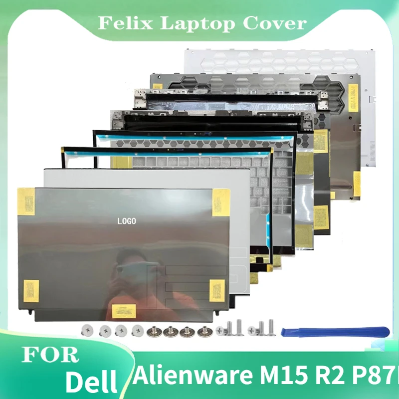 For Dell Alienware M15 R2 P87F Laptop LCD Back Cover/LCD Front Bezel/Palm Cushion/Bottom Cover 0FRXC0 021MXM Black/White