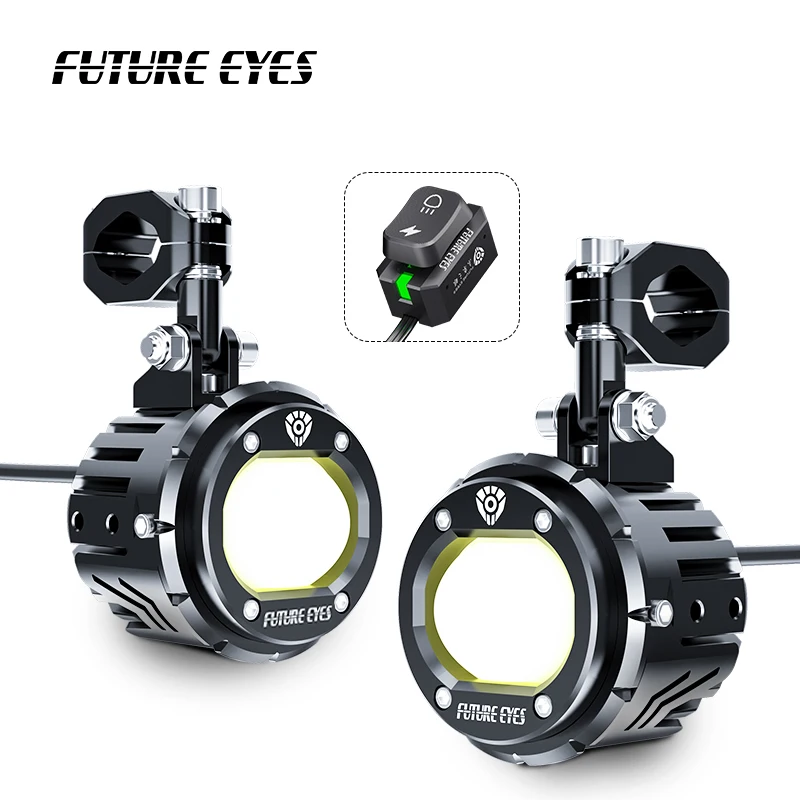 FUTURE EYES F20-P Wired Switch 120W CNC LED Fog Paving Tangent Motorcycle Spotlight