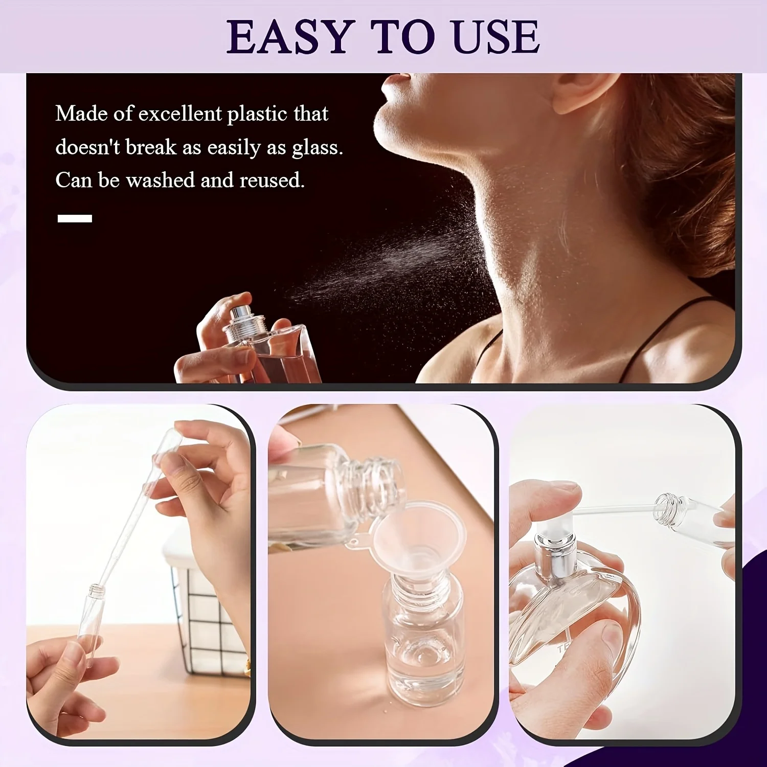 ชุดเติมน้ำหอม 40 ชิ้น: กรวย, หลอดหยด, ขวดหยด, เข็มฉีดยา, สำหรับเดินทางและเครื่องสำอาง DIY