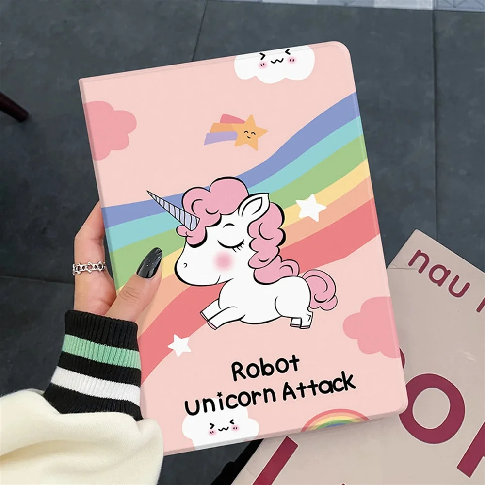 

Чехол Kawaii Rainbow Unicorn для ipad Air 4 5 iPad Pro 2020, чехол для iPad 10,2 9 8 7th 12,9 Pro Mini 4 5 6, чехол с держателем для ручки