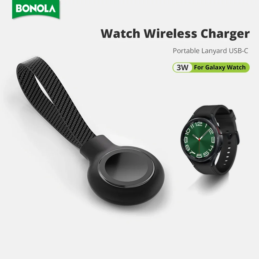 Bonola Braided Lanyard Watch Charger Type C for Samsung Watch 7/6/5 Classic Portable Wireless Watch Chargers for Galaxy Watch 4