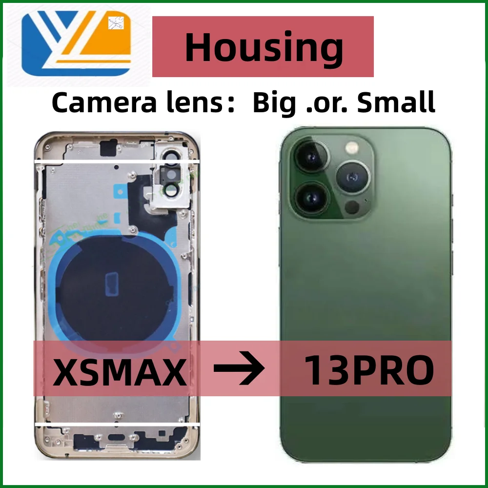 Diy Housing For iPhone XSMAX to 13 Pro Big camera Battery Midframe Replacement,XSMAX Like 13PRO Frame max to 13PRO Shiny Chassis