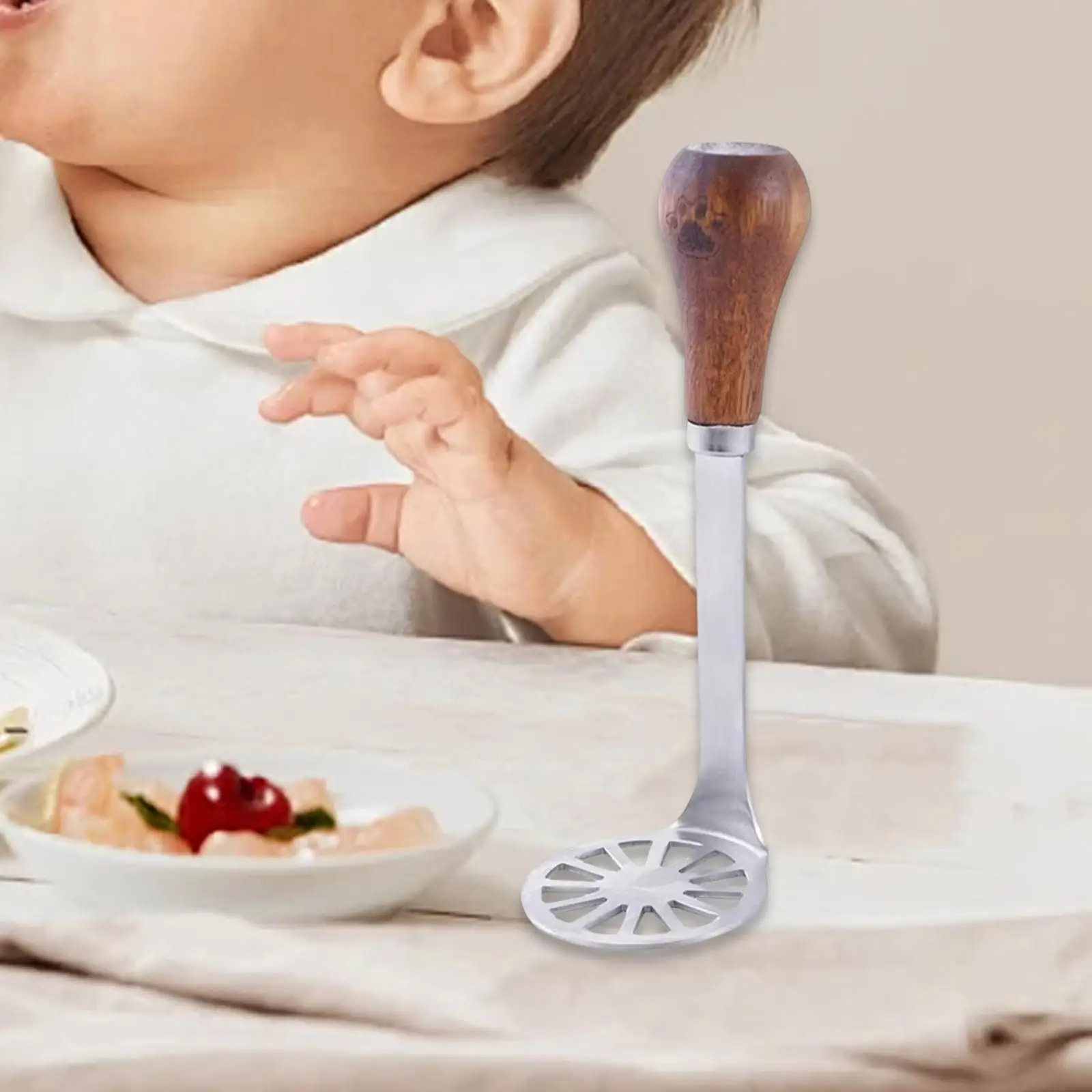 Mini machacador de patatas Manual con mango antideslizante de madera, accesorios de cocina profesionales para verduras, patatas, frijoles, plátanos y frutas