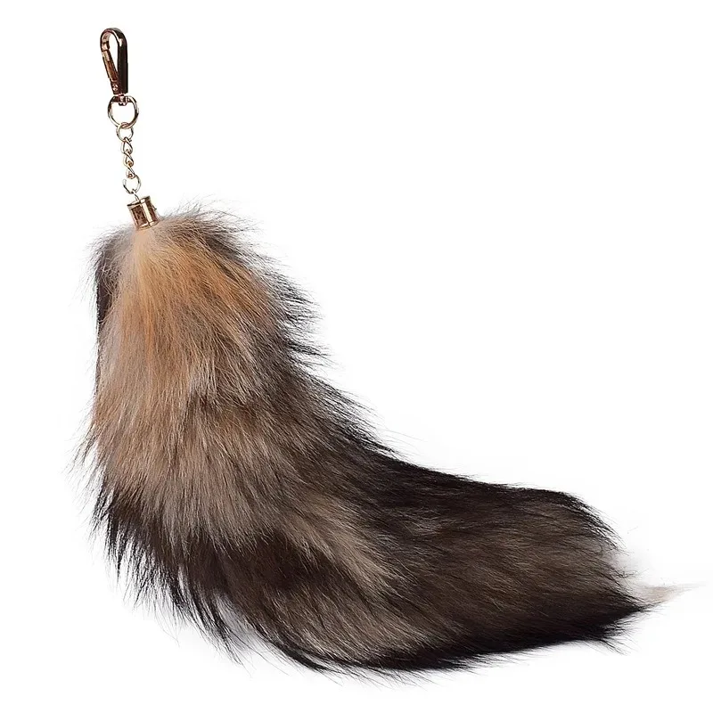 Natural Color Nine Tails Fox Tail Bag Charm, Fluffy Fox Tail Pendant, Women Handbag Keychain Decor Accessory