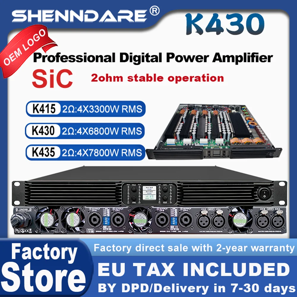 ShennDare 4x2800W Audio Professional Power Amplifier 4 Channels 1U Subwoofer Amplifier Class D Line Array Speaker Preamplifier