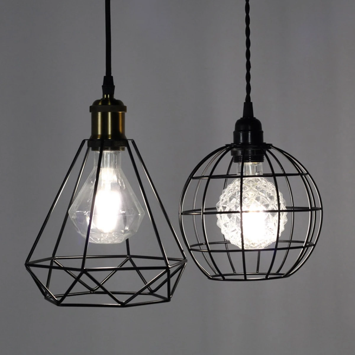 

Iron Art Lampshade Vintage Deformed Light Cage Guard Ch Rustic Lampshade Modern Home Decor Wall Ceiling Bedside Lighting