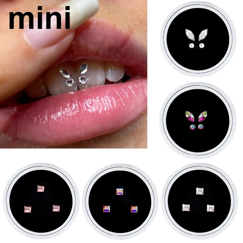 3/4 sztuk/pudło Dental Tooth klejnoty akrylowe zęby uroda diamentowe ozdoby kryształowy diament ozdoba biżuteria zębów
