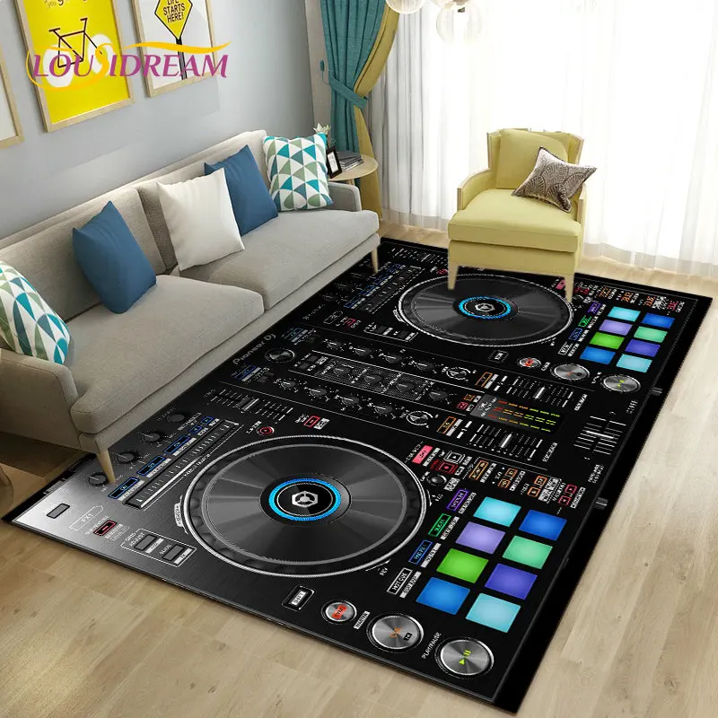 3D DJ Music Screen Keyboard Area tappeto, tappeto per soggiorno camera da letto divano zerbino decorazione, Kid Play tappetino antiscivolo regalo