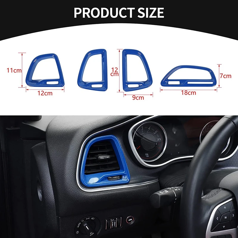 Center Console Air Condition Outlet Vent Trim ABS Interior Accessories For Dodge Challenger 2015-2021