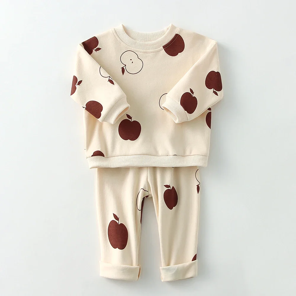 2024 Spring Autumn Baby Boy Girl Outfits Cotton Long Sleeve Sweatshirt + Pants Toddler Clothes Suits