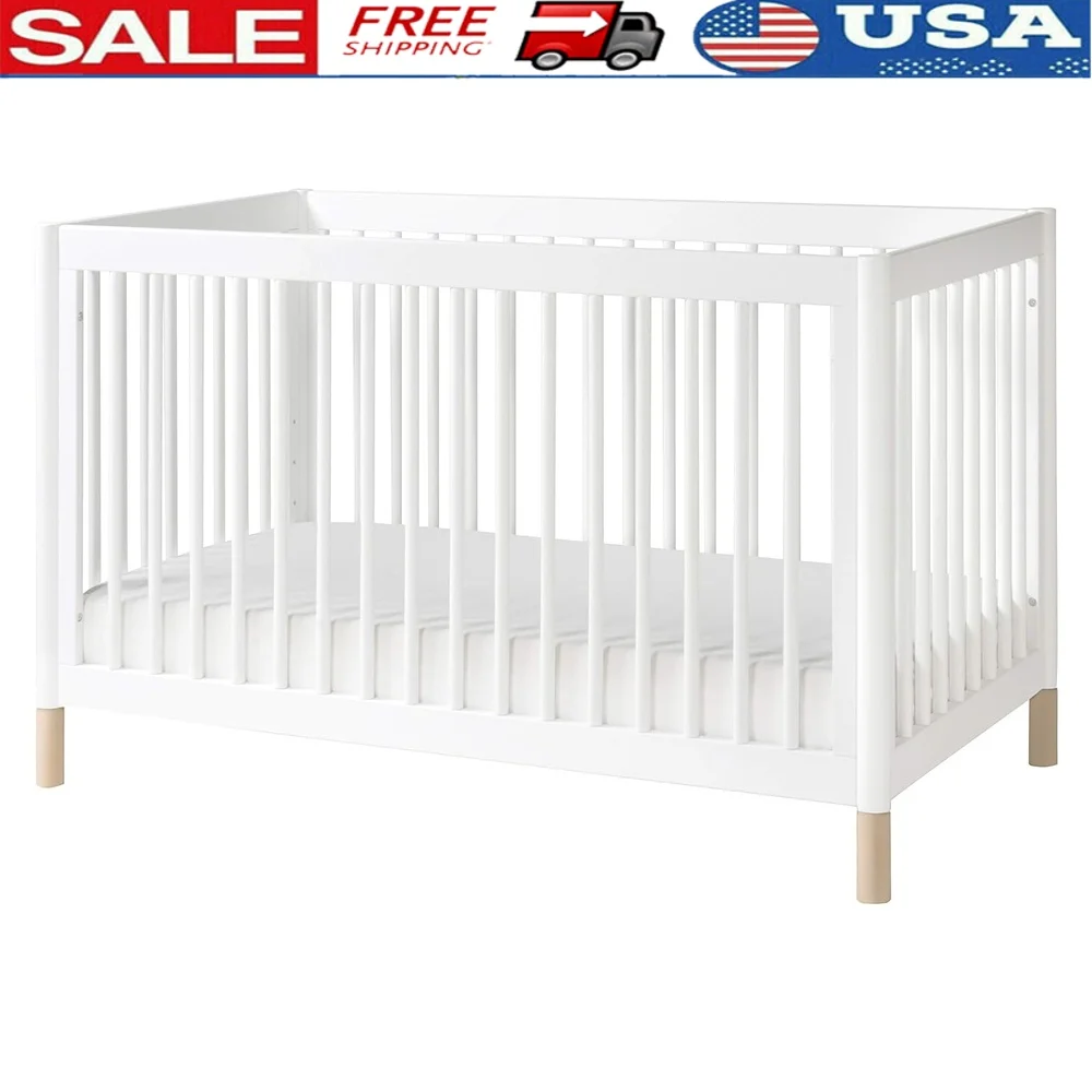 

4-in-1 Convertible Crib Toddler Bed Greenguard Gold Certified Non-Toxic Playful Design Adjustable Mattress Positions Sustainable