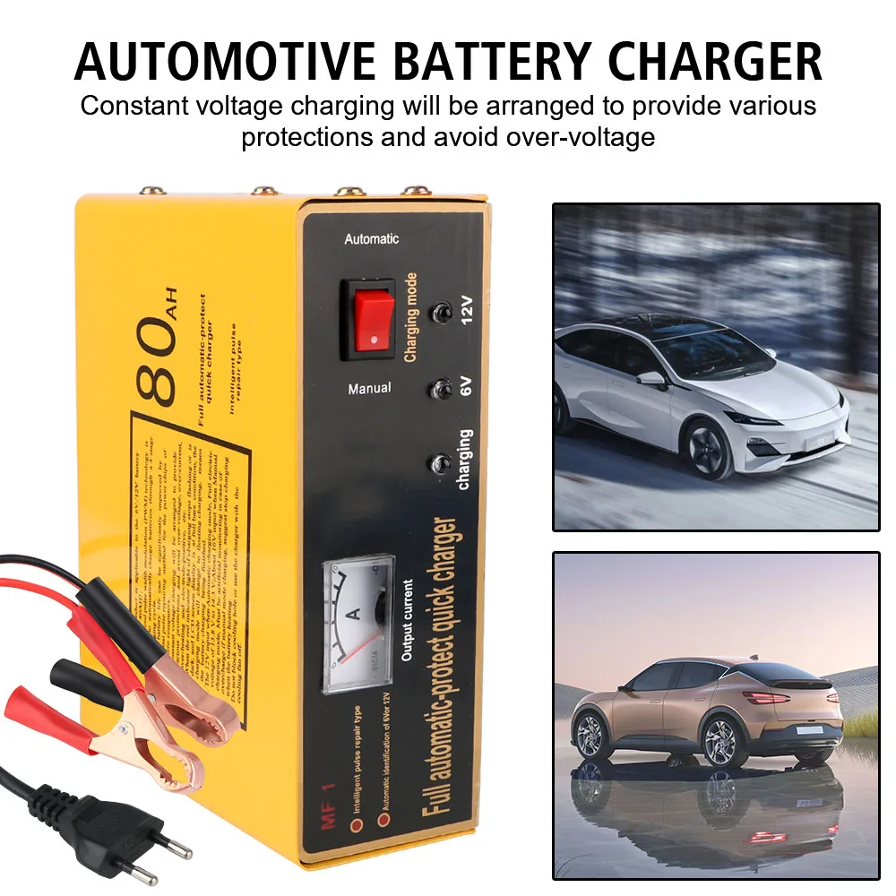 Car Battery Charger Full Automatic LCD Display Multiple Protections for Repair Car Maintainer Protect Quick Charger 6V/12V 120W