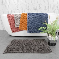 Non-Slip Shaggy Bathroom Rug - Soft,Thick Chenille Plush Bath Mat with PVC Backing,Woven Bath Rug,Quick Dry,Durable.0.79inch