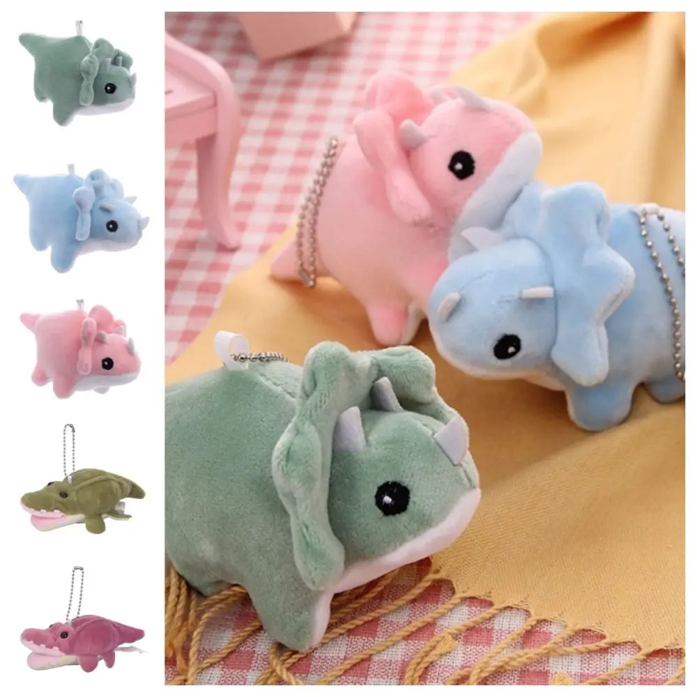 Divertente morbido dinosauro peluche portachiavi cartone animato carino triceratopo portachiavi peluche farcito moda dinosauro bambola ciondolo ragazze