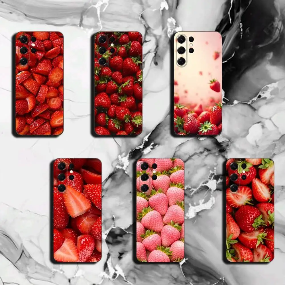 ins Red Strawberry Case for Samsung Galaxy S26 Ultra S22 Plus S21 FE Fundas Soft Shockproof Cover S21 S22 S23 S24 S25 Ultra