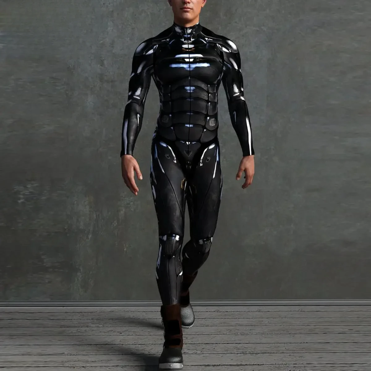 Halloween Robot Cosplay Costume Men Punk Bodysuit Purim Carnival Halloween Zentai Suit 3D Printed Jumpsuits Rave Party Clothes