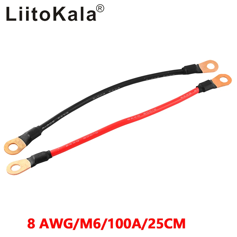 8 AWG Battery Connection Cable M6 100A Terminal Kit Copper Wire Terminal Connector Cable Car Inverter Wire with Lug