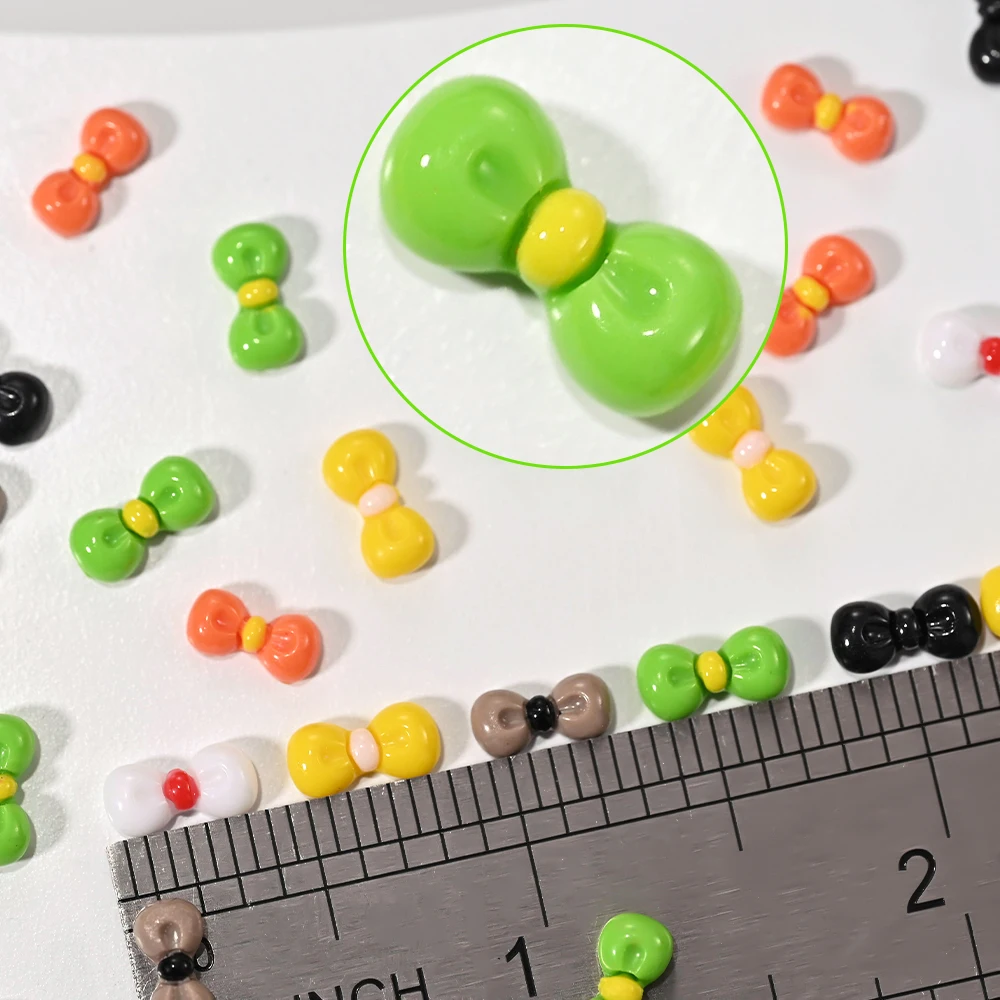 50g Mini Kokardki do Paznokci z Żywicy w Kolorach Cukierków, Płaskie Ozdoby do Paznokci w Kolorach Cukierków Kawaii 3D, Kolorowe Kokardki do Manicure, Biżuteria