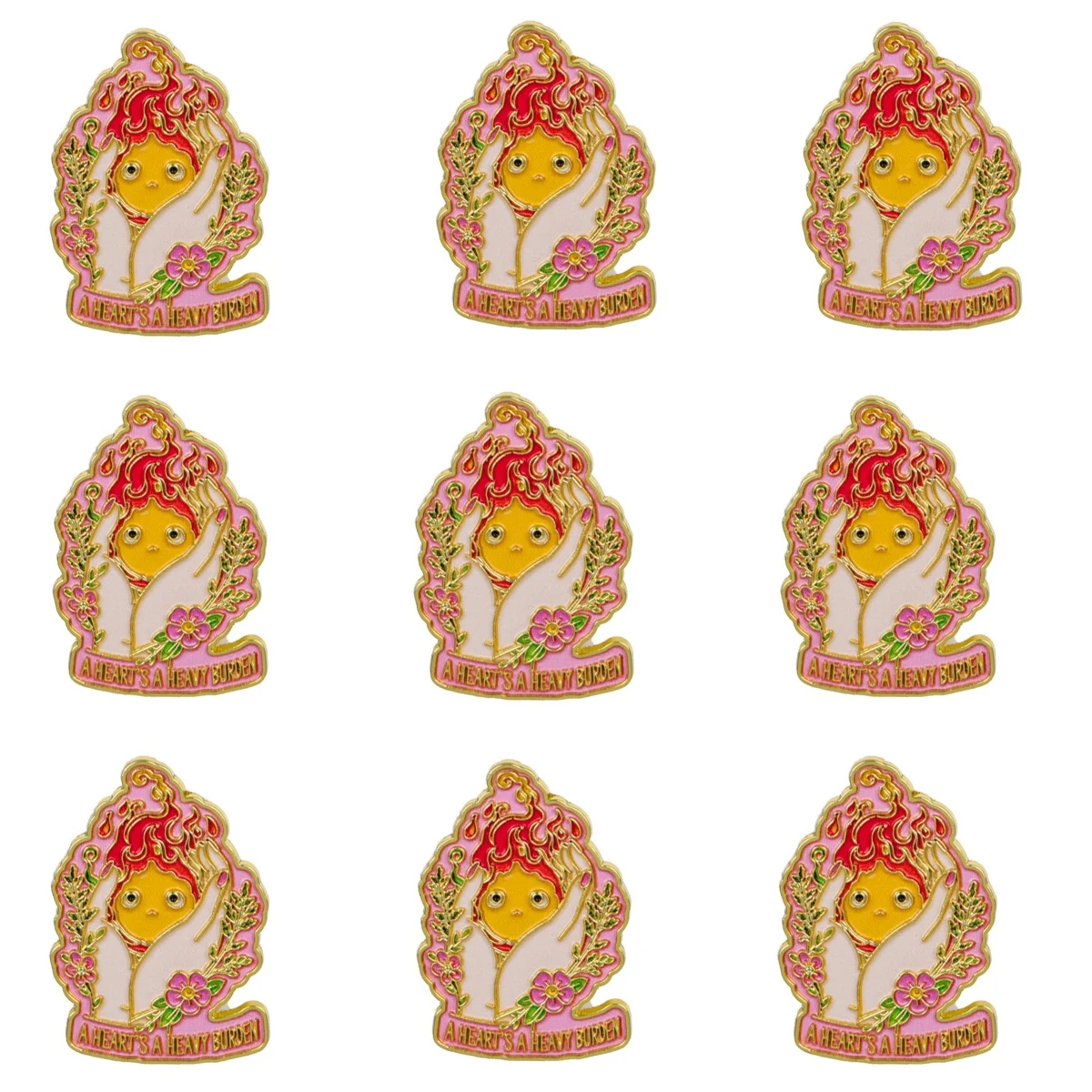 9-teiliges Set Niedliche Feuer-Emaille-Pins Manga-Broschen für Rucksäcke Hüte Anstecknadeln Abzeichen für Fans Geschenke Cosplay-Zubehör Spielzeug