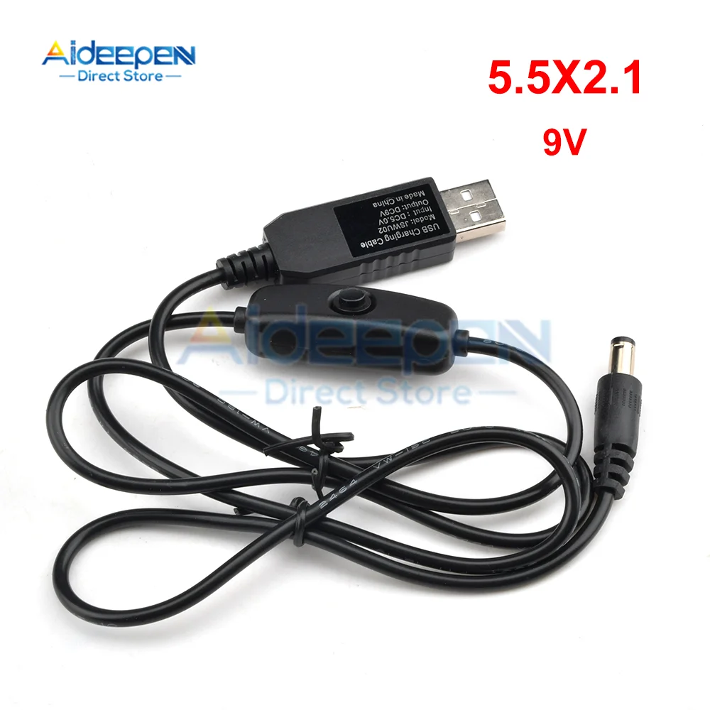 1Pcs 5V To 5V/9V/12V DC-DC สายแปลง USB To 5.5X2.1MM 3.5X1.35MM แจ็ค DC Step-Up โมดูลสายไฟ String พร้อมสวิตช์