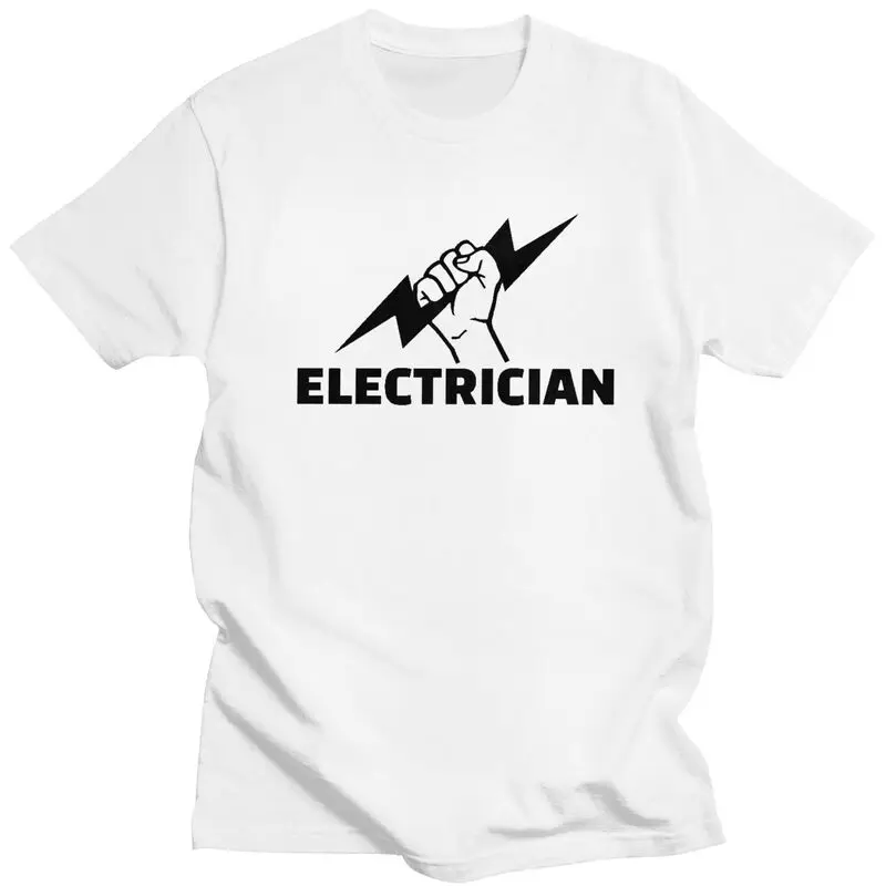 Custom Electrician T Shirt Homme 100% Cotton Tee Engineer Electrical Power Tshirt Short-Sleeve Novelty T-shirt Merch