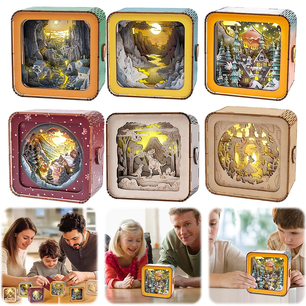 

3D Puzzles Night Light Wooden Puzzles 3D Nightlight DIY 3D Wooden Puzzles Gifts for Birthday Christmas Thankgiving Wedding