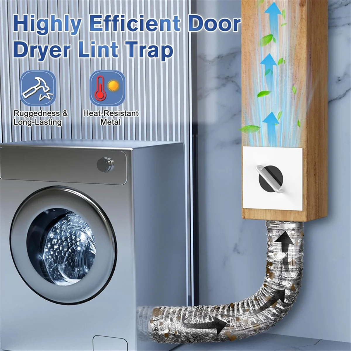 ABJZ Metalen Droger Lint Trap, Binnendroger Vent met Lint Catcher, Past in 2x4 Muurframe/van de Muur, Lade Mesh Filter