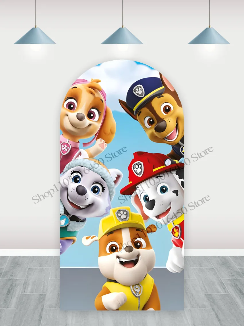 PAW Patrol Arch Backdrop Birthday Party Decoration For Boys Doublesides Cute Photography Background Polyester Studio Props