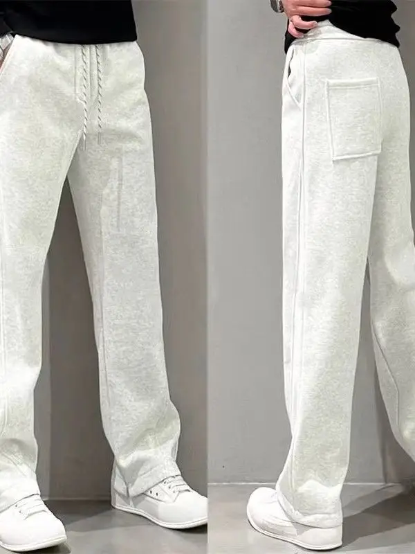 

Faionable Straight Leg Casual Pants for Men Spring New Sle Youthful Dstring ket Trendy Loose White Versatile Long T...