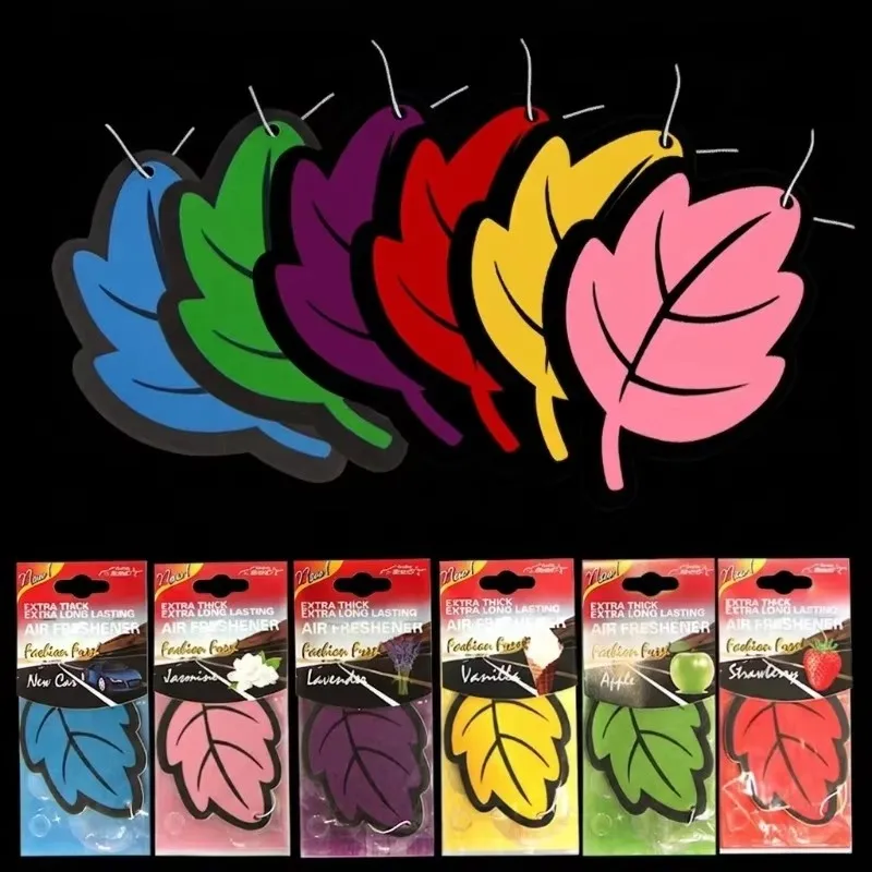 6/12Pcs Car Air Freshener Natural Scented Tea Paper Auto Hanging Vanilla Perfume Fragrance Leaf Shape Car Accessories Interior