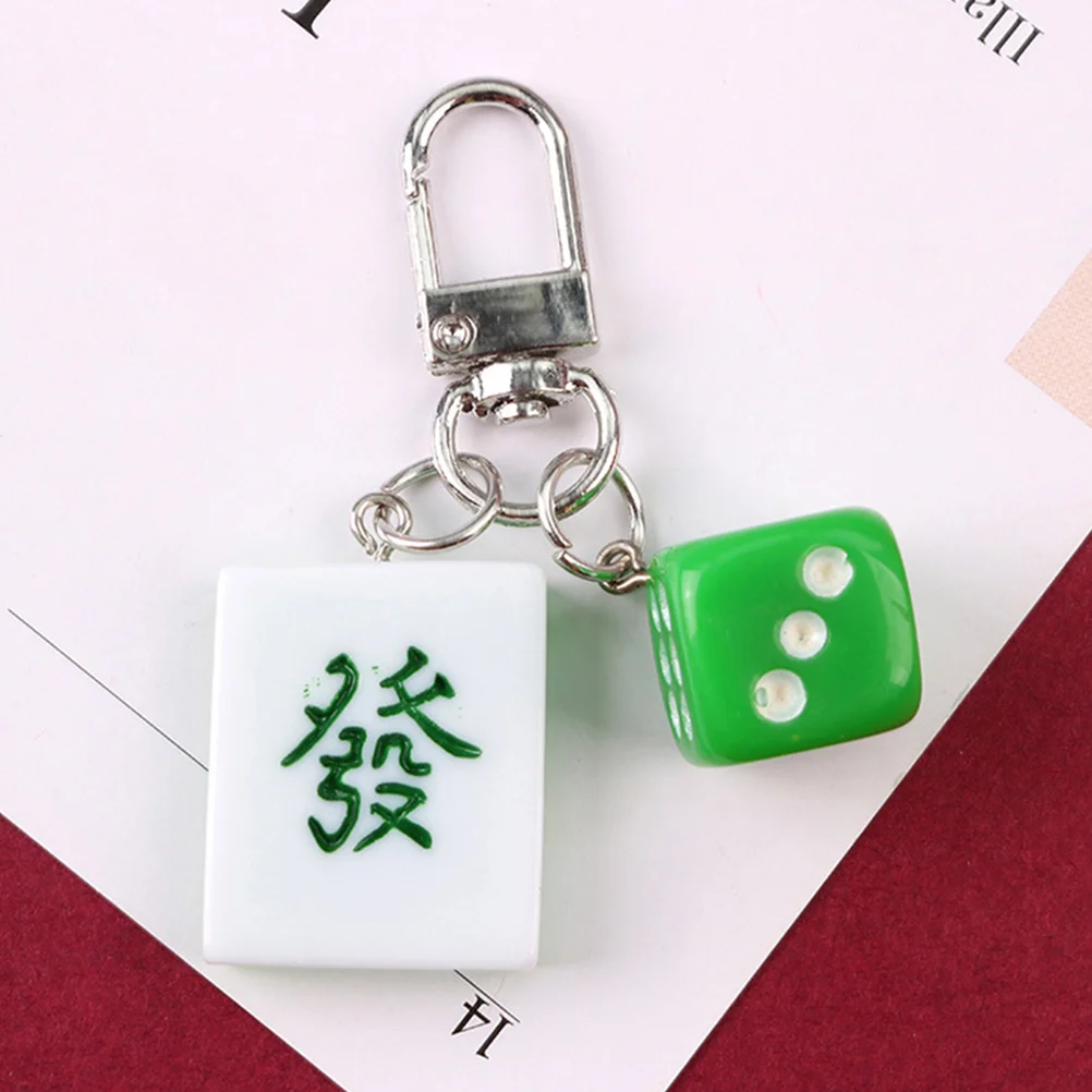 4 Pcs Mahjong Keychain Keychains Festival Gift Bag Hanging Decor Resin Miss Holders