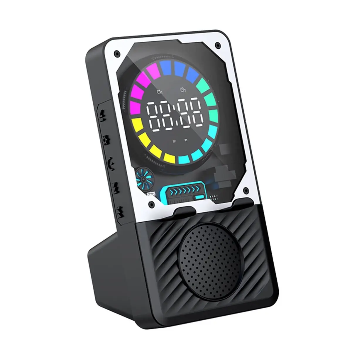 A40I Portable Induction Speaker Mobile Phone Holder RGB Light Wireless Bluetooth Phone Stand Alarm Clock TF Card Slot