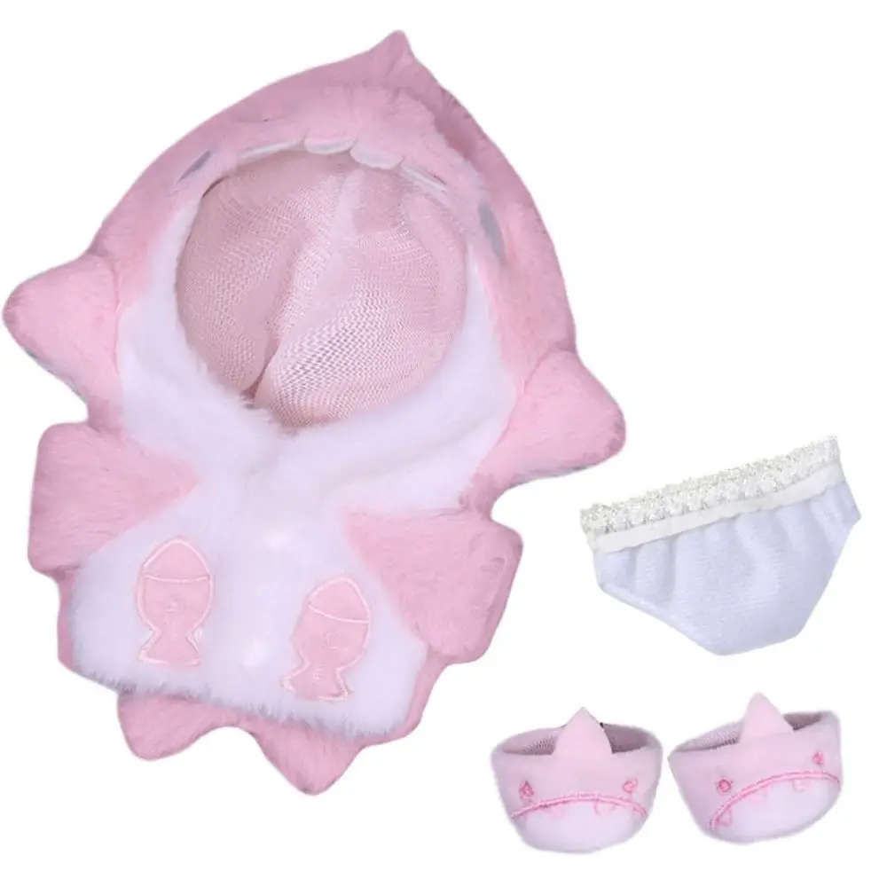 Vestiti per bambole creativi da 20 cm Cappotto di squalo cartone animato rosa blu Accessori per bambole Felpe con cappuccio in peluche in miniatura Gioco di vestizione che cambia