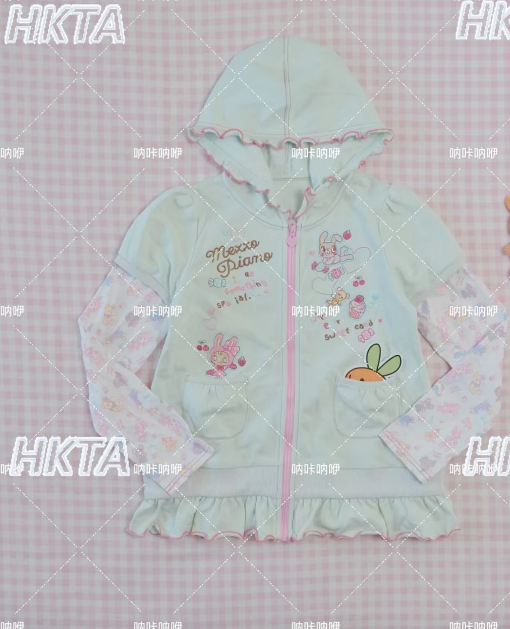 

Japanese Sweet Subculture Lolita Sweatshirts Tshirt Girl Kawaii Cute Cartoon Alphabet Embroidered Long Sleeve Zipper Top Women