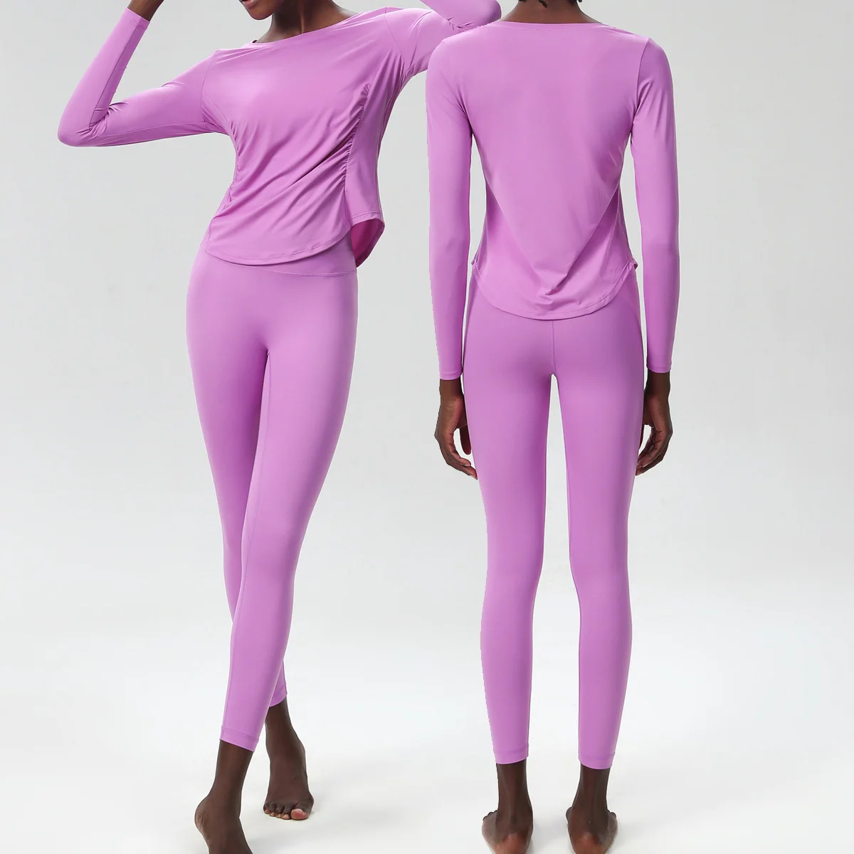 

2PCS Seamless Yoga Set Women Workout Set Sportswear Gym Clothing Fitness Long Sleeve Crop Top High Waist Leggings Sports Suits