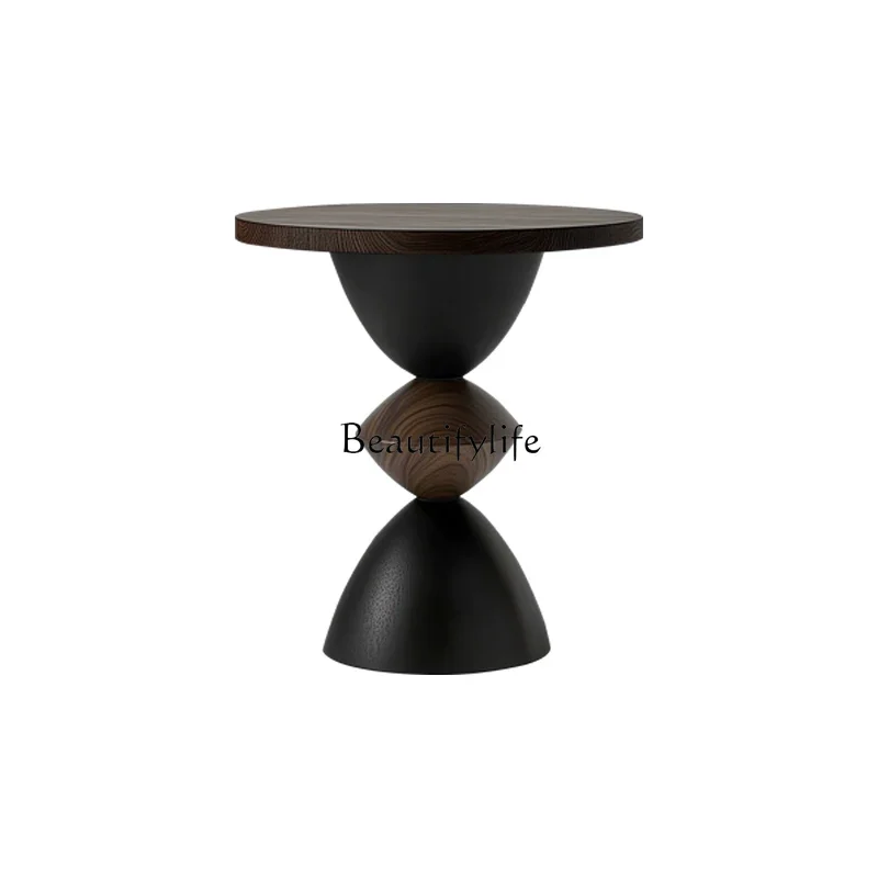 

LJY*High-end solid wood sofa edge art small side table design small table bedside cabinet