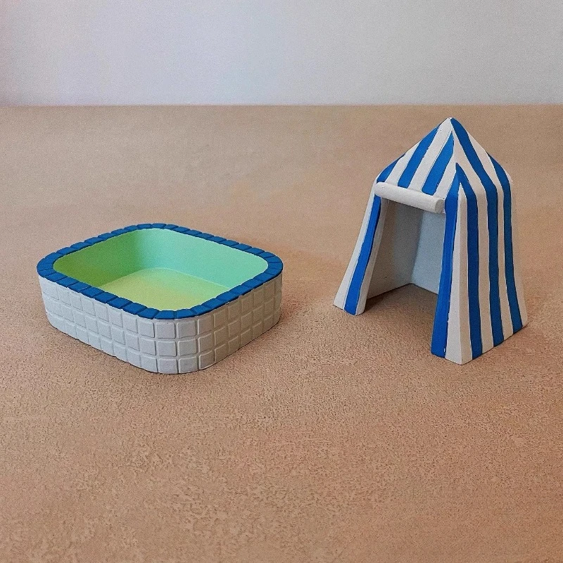 Emulation Miniature Tent Swimming Pool Bathtub Micro View Sand Table Model Props Decoration Ornaments