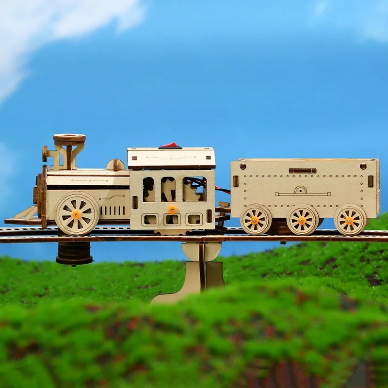 لعبة ألغاز فتحة القطار، نموذج قطار السكك الحديدية الكهربائية، مجموعات بناء ألغاز خشبية ثلاثية الأبعاد، ألعاب خشبية للكبار والأطفال هدية عيد الميلاد