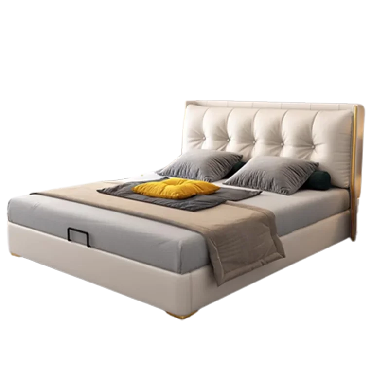 Queen High End Double Bed Luxury Modern Whitr Bedroom Frame Double Bed Twin Aesthetic Cabeceira De Cama Box Casal Home Furniture