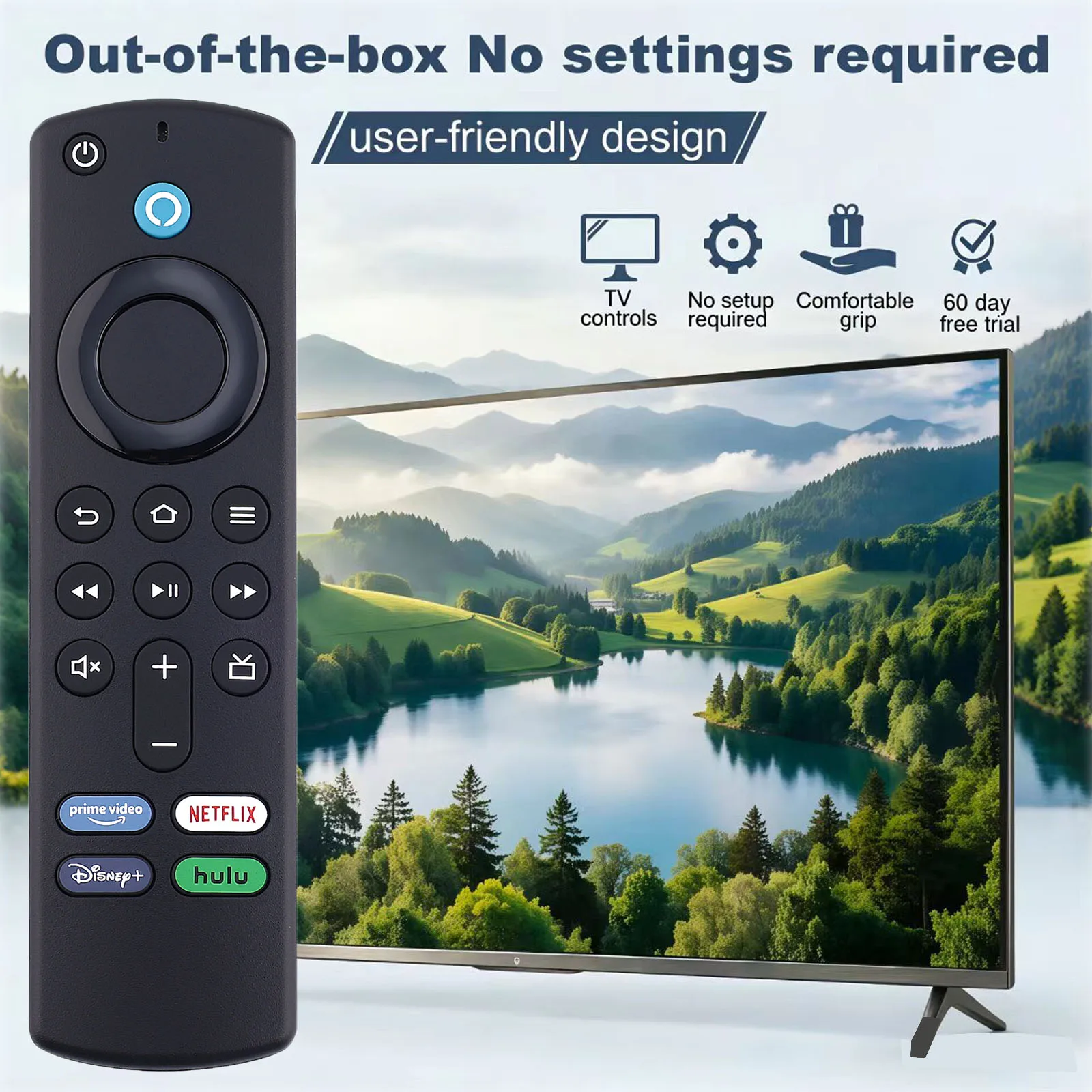 Replacement Remote for Insignia Toshiba TCL Hisense Smart TV | for Fire Smart TVs, TV Stick (4K Max, HD, 4K, Select, Plus) & Cub