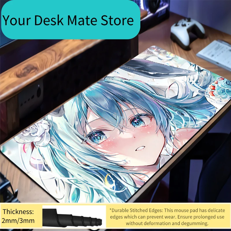 Hatsune Miku Heart Pink Anime Gaming Mouse Pad Extended Large Non-Slip Anti-Dirt Desk Mat view 5
