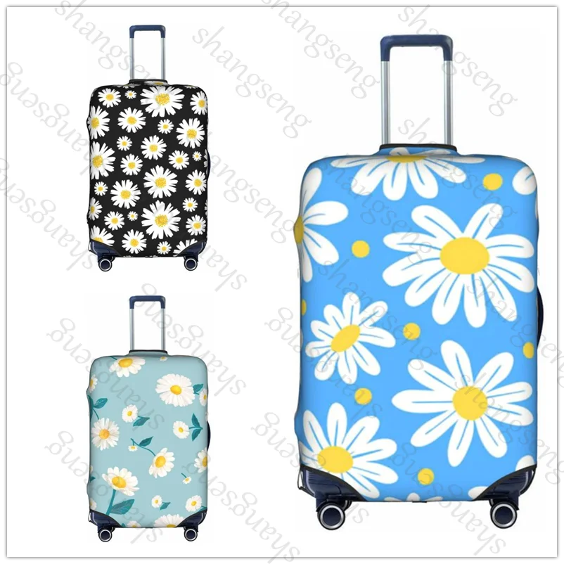 

Мультяшные белые цветы ромашки. Дорожный защитный чехол для чемодана, эластичная защита чемодана, моющийся чехол для багажа, 18-32 дюйма.