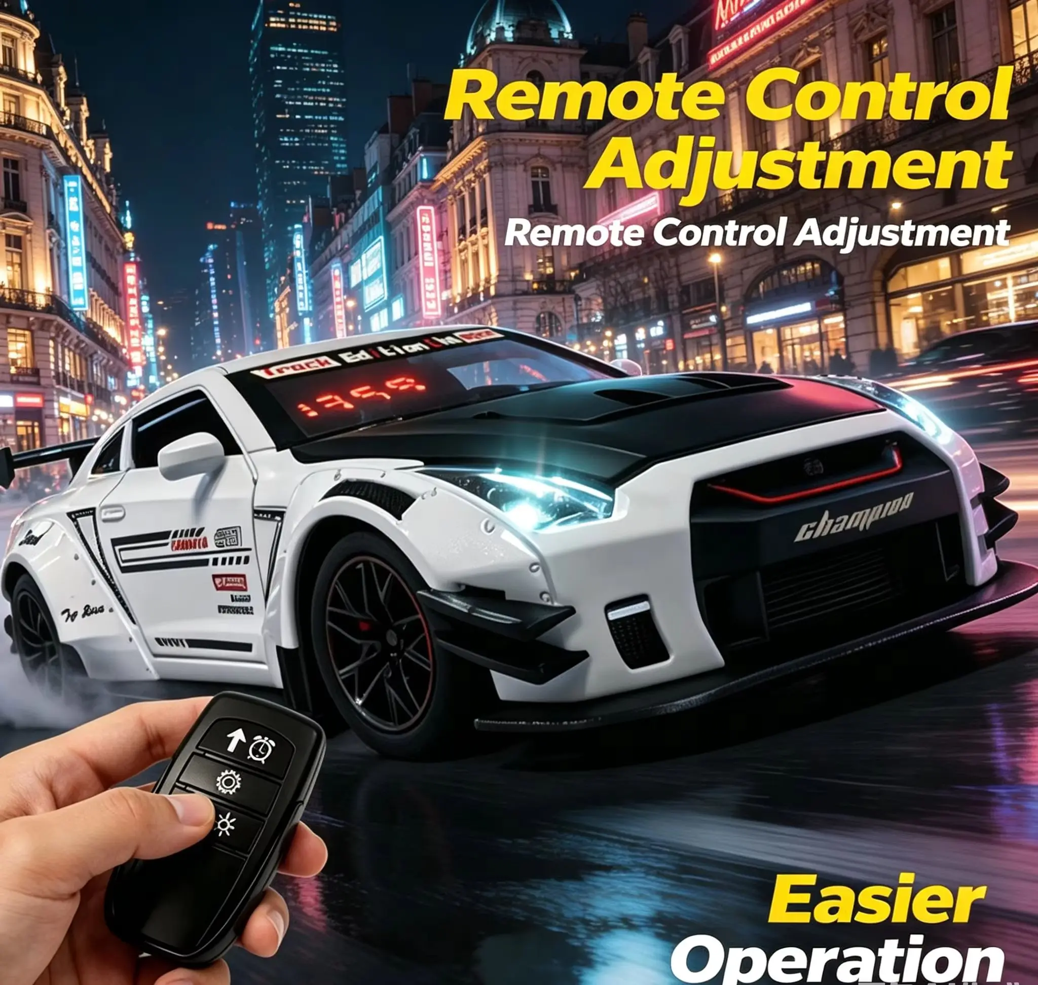 

Super Car Ornament Desk Clock, Hypercar Style Alarm Clock, Equipped with Engine Sound Effects Dynamic Flame Design And Clear LED